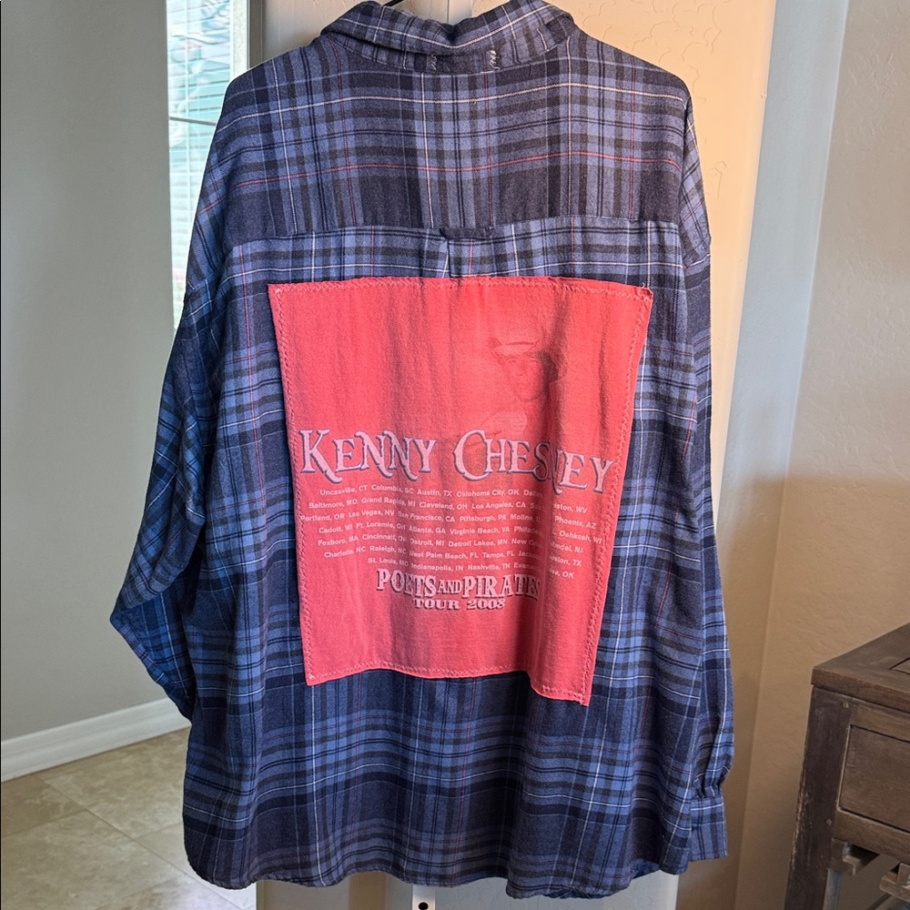 UPCYCLED KENNY CHESNEY FLANNEL SHIRT/DRESS
